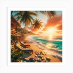 Sunset On The Beach 6 Art Print