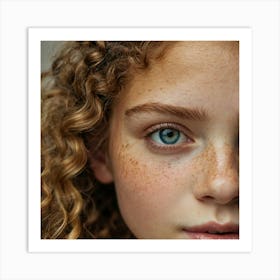 Freckled Girl With Blue Eyes 1 Art Print