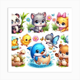 Cute Animals 4 Art Print