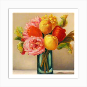 Peaches In A Vase Art Print