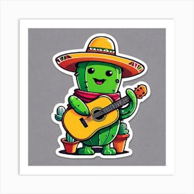 Cactus Playing Guitar 3 Art Print