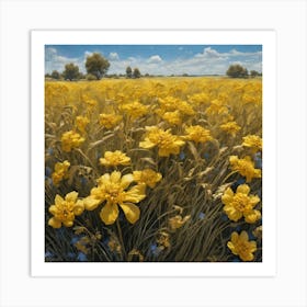 Field Of Yellow Flowers 48 Art Print