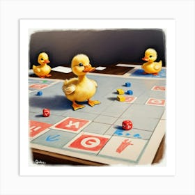 Ducks On A Board Art Print