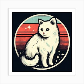 White Cat In Space Art Print