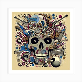 Skull 60's  Collage Art Print