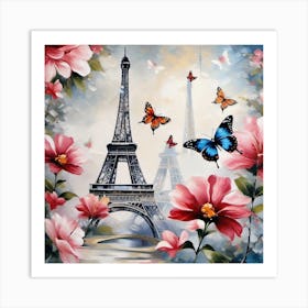 Paris With Butterflies 88 Art Print