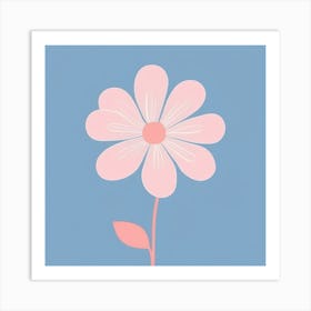 A White And Pink Flower In Minimalist Style Square Composition 641 Art Print