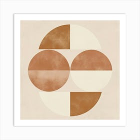 Bauhaus Style, Runde beige Boho Kunst Art Print