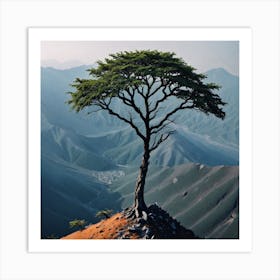 Lone Tree In The Mountains 3 Art Print