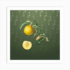 Vintage Peach Botanical on Lunar Green Pattern n.0634 Art Print