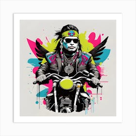 Man Riding A Motorcycle Art Print