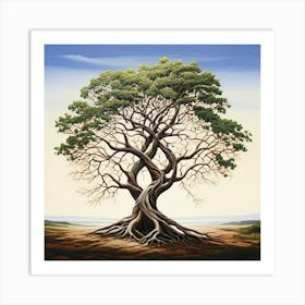 Tree Of Life, Two Intertwined Trees Growing Together Symbolizing Enduring Love And Partnership 1 Art Print