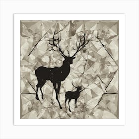 Deer And Fawn, Rein deer,  Christmas vector art, Vector Art, Christmas art, Christmas Art Print