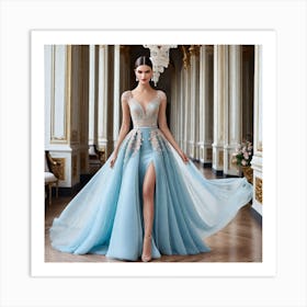 Blue Evening Dress Art Print