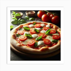 Pizza With Tomatoes And Basil 3 Art Print