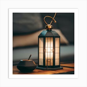 Lamp On A Table Art Print