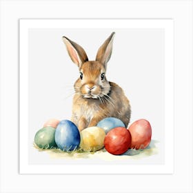 Easter Bunny With Eggs Art Print