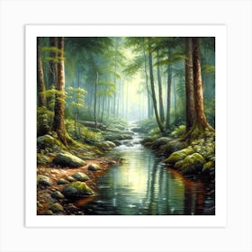 Stream In The Forest 2 Art Print