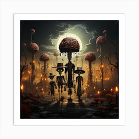 Skeletons In The Forest Art Print