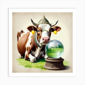 Cow With A Crystal Ball 4 Art Print