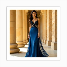 Blue Evening Dress 1 Art Print