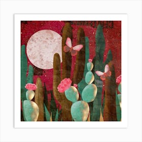 Desert Magic Moon Square Art Print