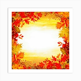 Autumn Themed Frame Embracing The Bright Sunlit Hues Of Fall Foliage Intricately Woven Design Of (6) Art Print