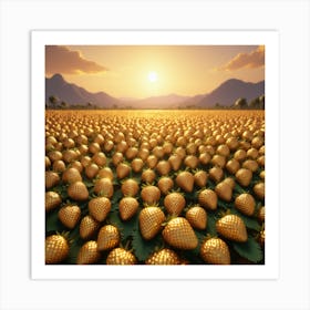 Golden Strawberries Art Print