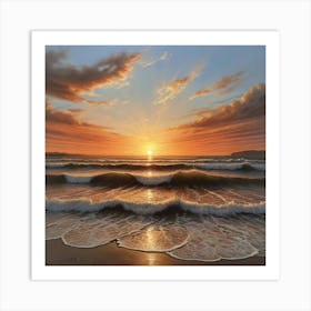 Sunset On The Beach Paintings Art Print 2 Art Print