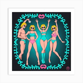 Four Girls In Bikinis 1 Art Print