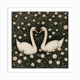 Swans Fairycore Painting 1 Art Print