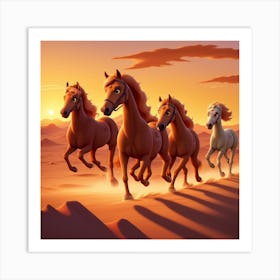 Horses In The Desert Art Print