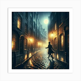 London Street At Night Art Print