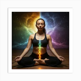Woman In Yoga Pose Energy auras Art Print