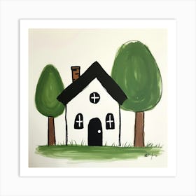 House With Trees Art Print