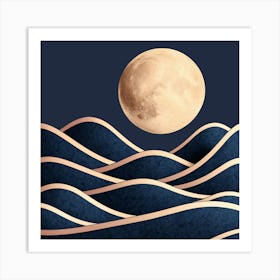 Moon And Waves 19 Art Print