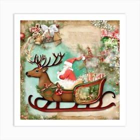 Santa Claus In Sleigh 2 Art Print