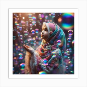 Muslim Girl With Soap Bubbles Art Print