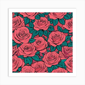 Roses Seamless Pattern 8 Art Print