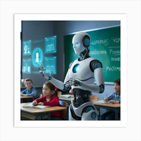 Robot In Classroom 14 Art Print