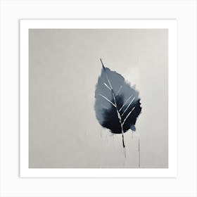 'Blue Leaf', A minimal Illustration of a leaf, pleasing home & office decor, calming tone with solid background, 1259 Art Print