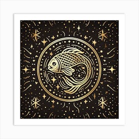 A Zodiac symbol, Fish Art Print