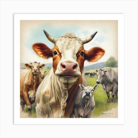 Cows In A Field Art Print