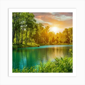 Sunset In The Forest Art Print