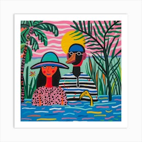 Duck in Lagoon Art Print