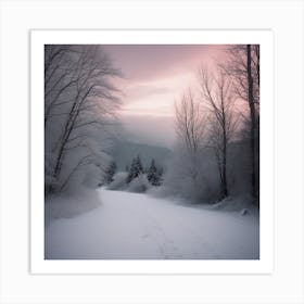 Snowy Path Landscape Art Print