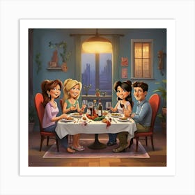 Friends For Dinner Cartoon Art Print Art Print