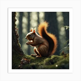 Red Squirrel In The Forest 12 Art Print