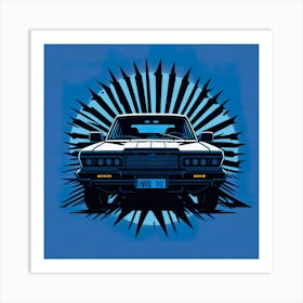 Car Blue Artwork Of Graphic Design Flat (82) Art Print
