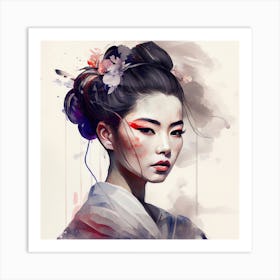 Watercolor Modern Geisha #8 Art Print